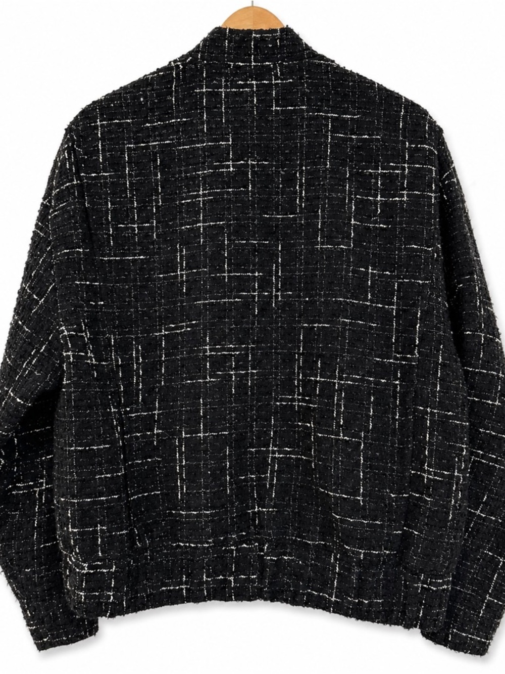 ✨ MANGO Textured Tweed Bomber Jacket | Black & White | Size Small (Oversized) ✨ - Picture 3 of 11